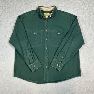 Vintage Cabelas Shirt Mens XL Green Deerskin Soft Chamois Heavyweight Button Up
